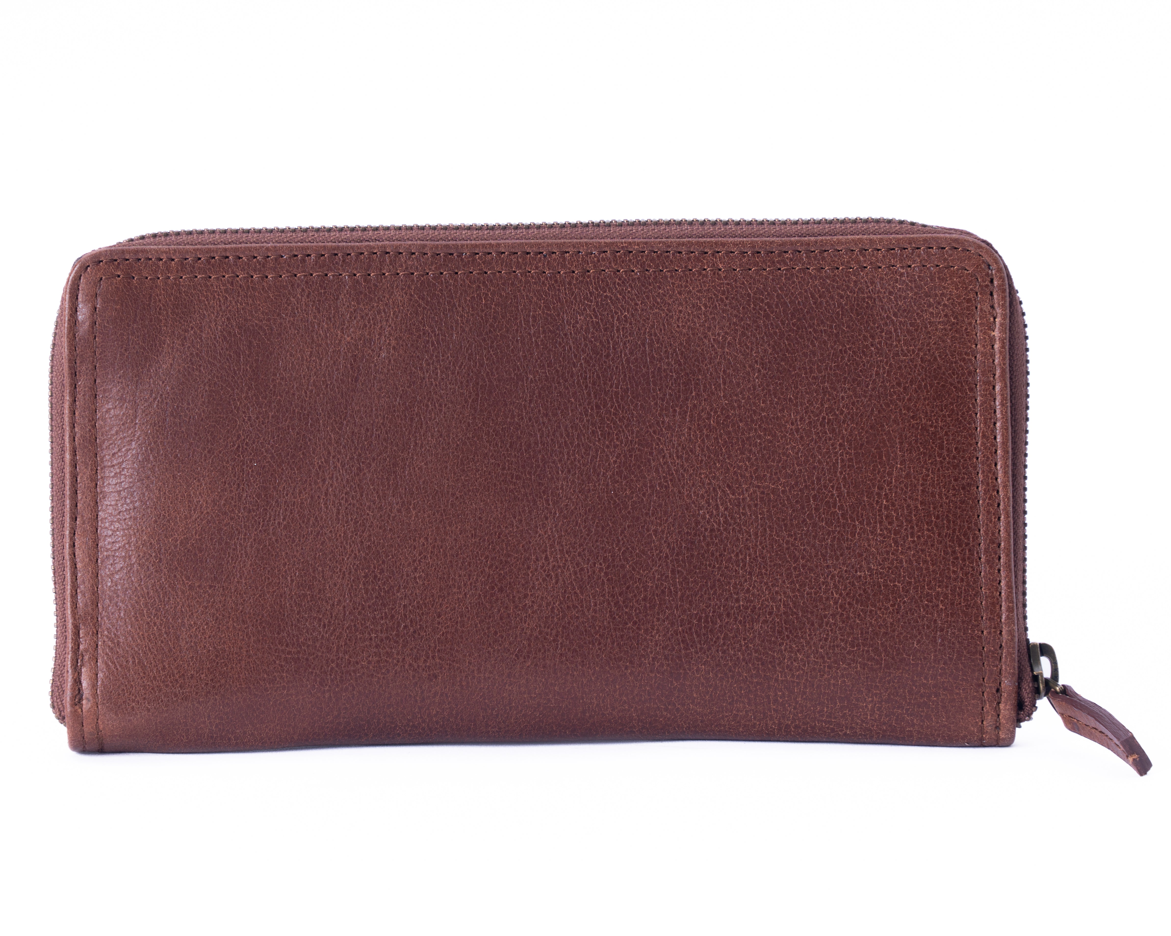 Backside view of Quillstone leather clutch