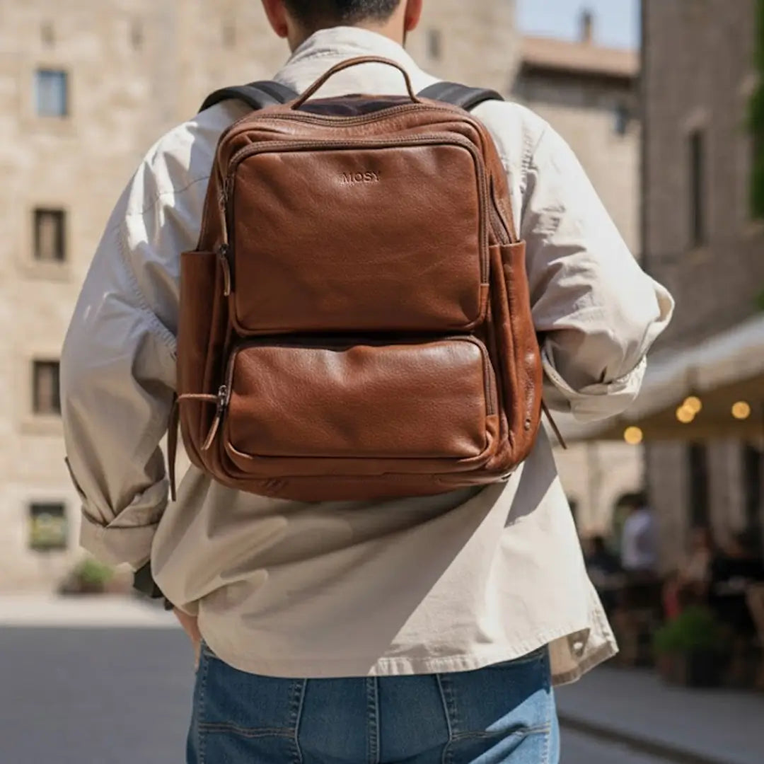 Archide Backpack: Handmade Full-Grain Leather Travel & Work Backpack – Mosy Leather