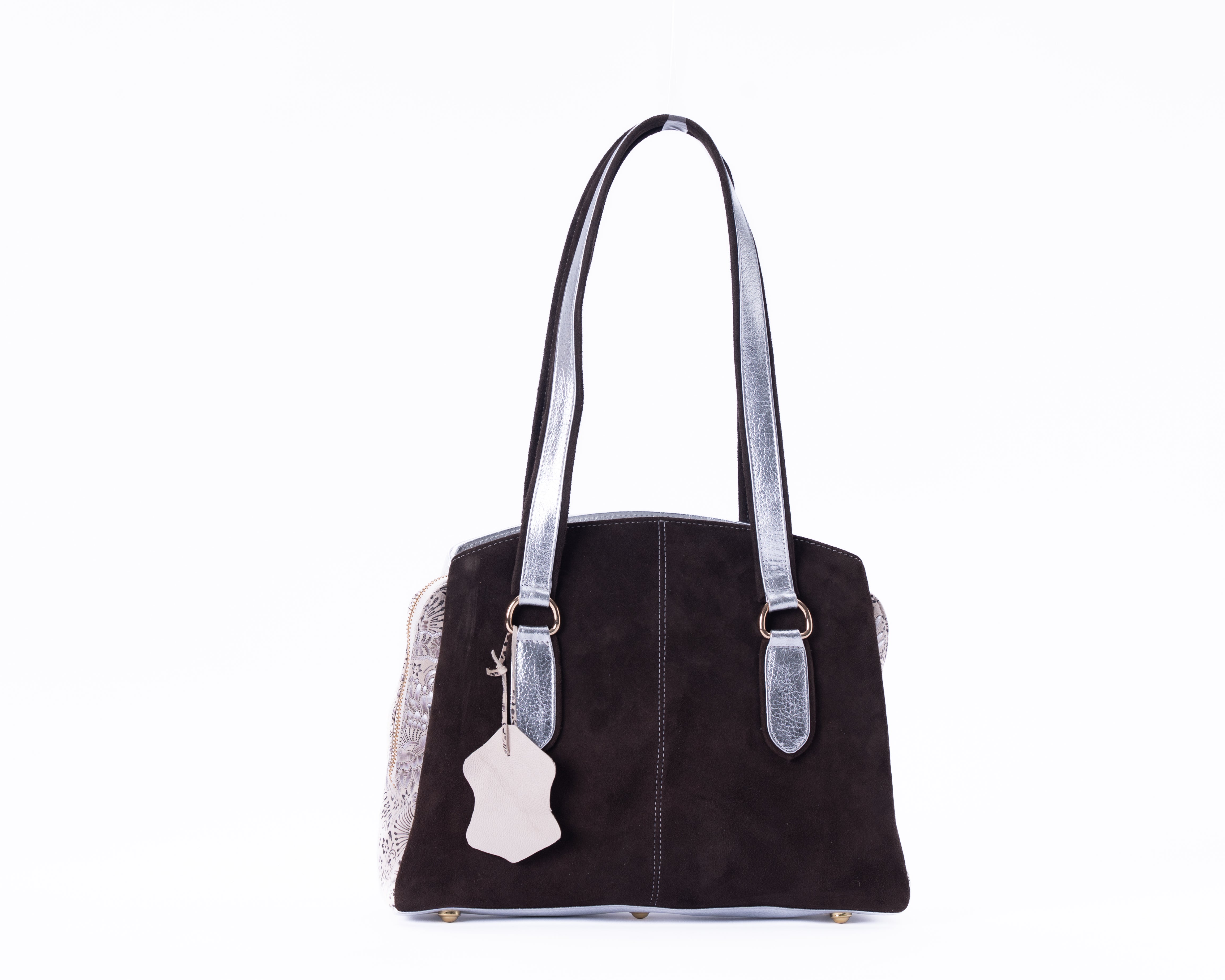 Side view of Silver-Loom leather satchel bag